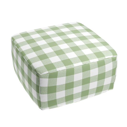 Square Pouf in Buffalo Check - Sage