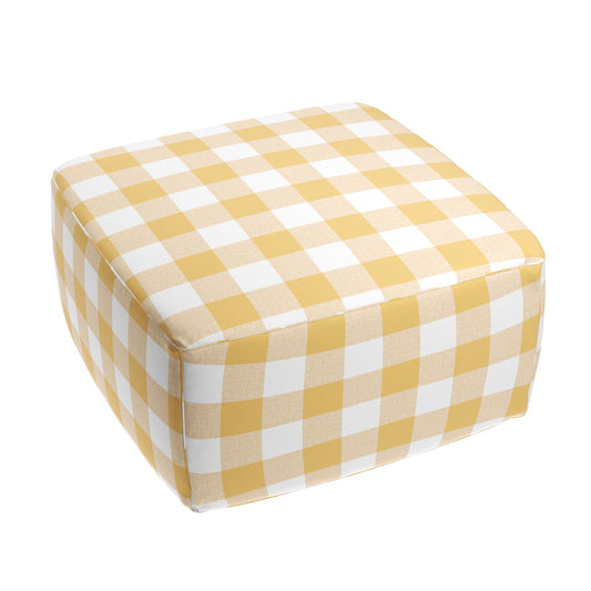 Square Pouf in Buffalo Check - Sunny