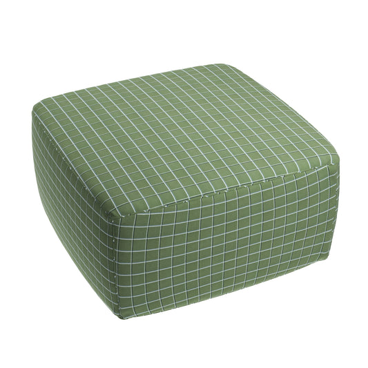 Square Pouf in Check With Me - Pine