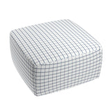 Square Pouf in Check With Me - White