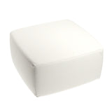 Square Pouf in Slubby Linen - White