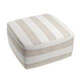 Square Pouf in French Laundry Stripe - Champagne