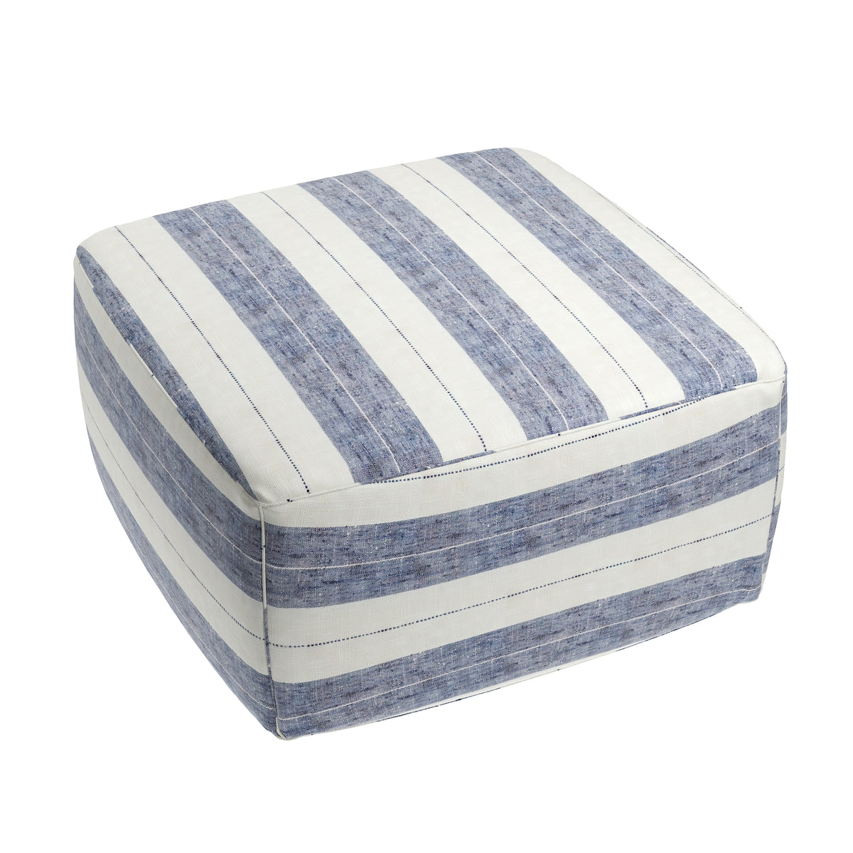 Square Pouf in French Laundry Stripe - Navy