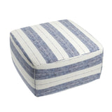 Square Pouf in French Laundry Stripe - Navy