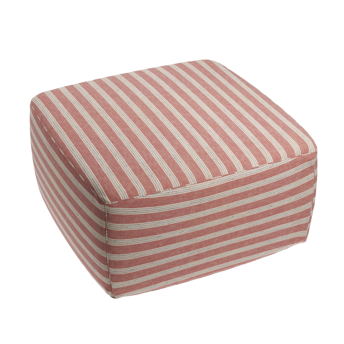 Square Pouf in Nautical Stripes - Buoy