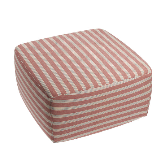 Square Pouf in Nautical Stripes - Buoy