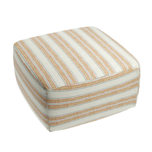 Square Pouf in French Laundry Stripe - Apricot