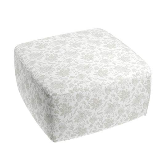 Square Pouf in Toile - Rich Cream