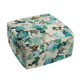 Square Pouf in Garden Tea Time - Blue Haze