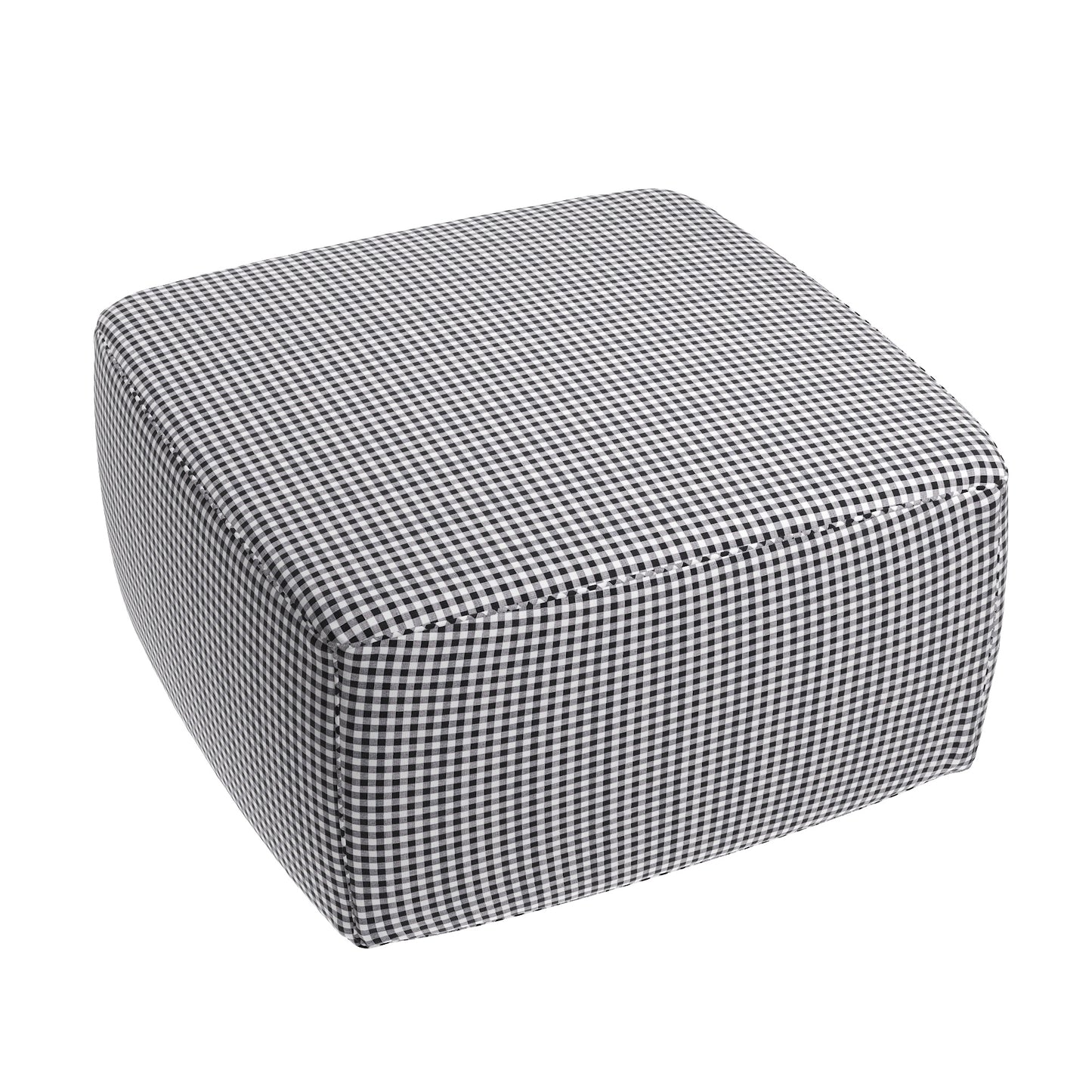 Square Pouf in Gingham - Black