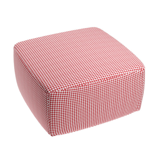 Square Pouf in Gingham - Cherry