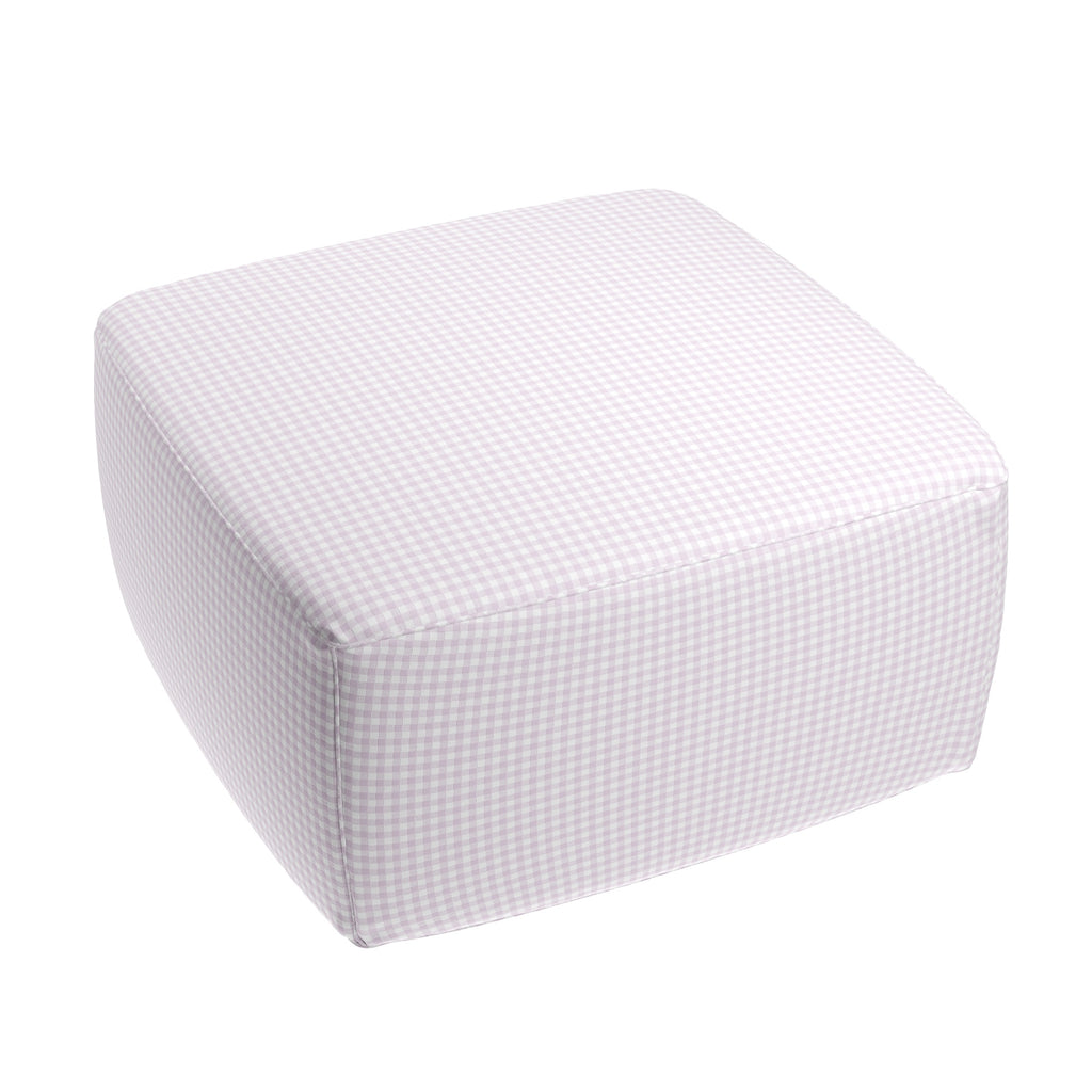 Square Pouf in Gingham - Lilac