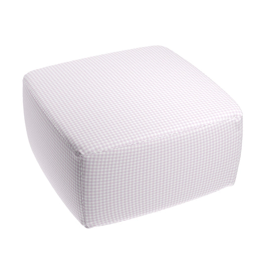 Square Pouf in Gingham - Lilac
