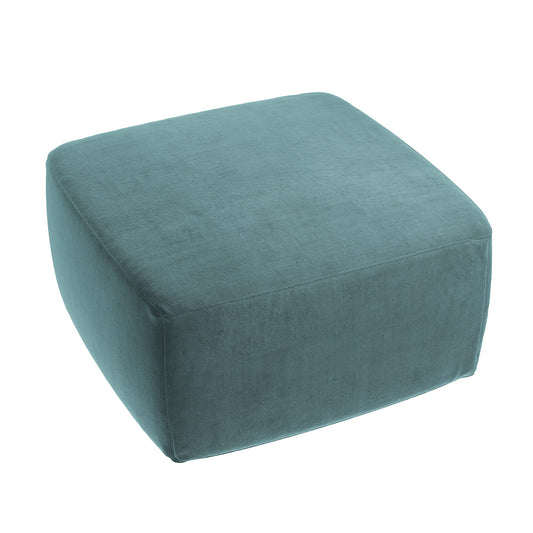 Square Pouf in Classic Velvet - Seaside