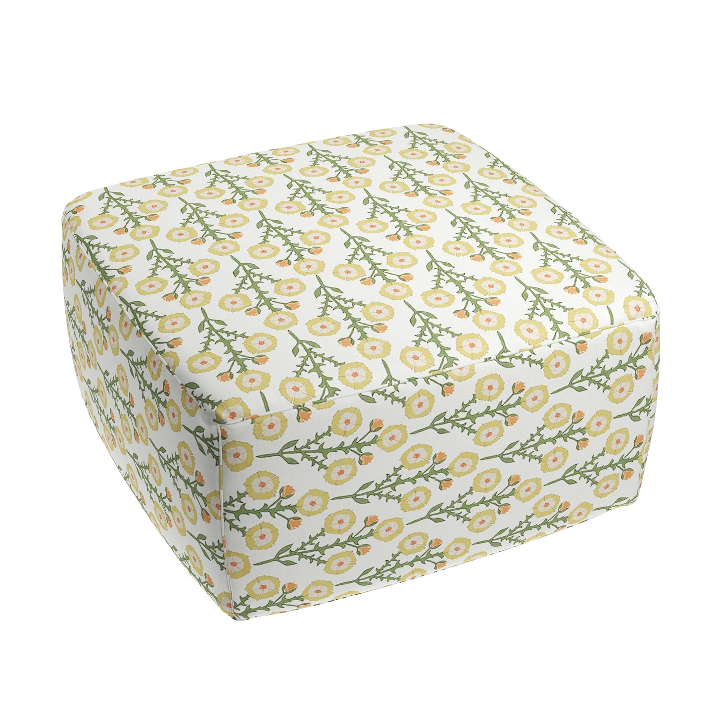 Square Pouf in Cottage Flowers - Sunbeam