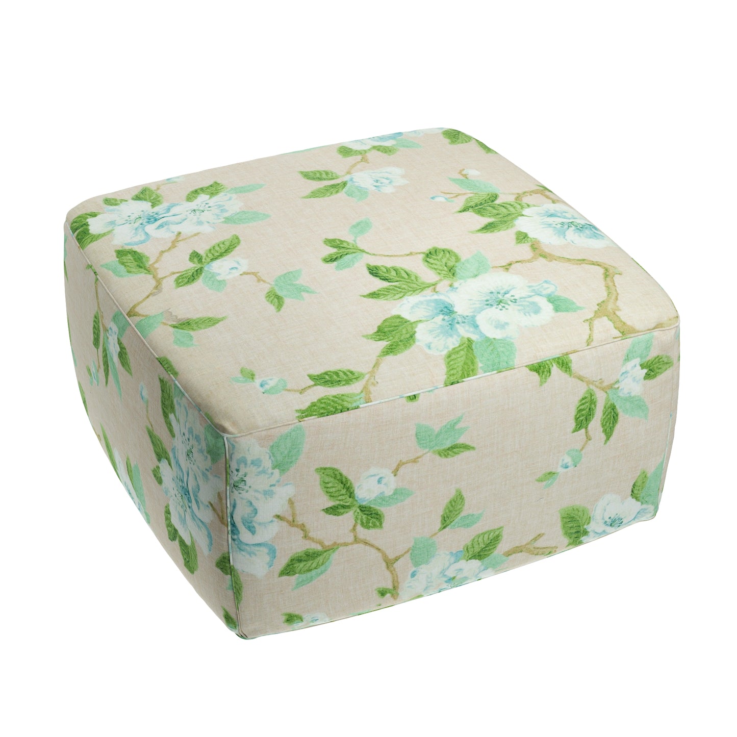 Square Pouf in Grandma's Floral - Pink