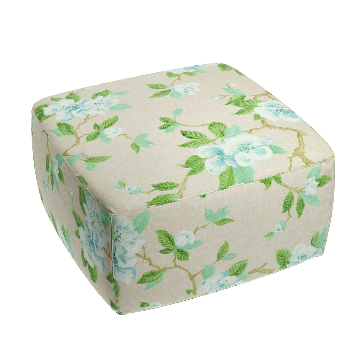 Square Pouf in Grandma's Floral - Pink
