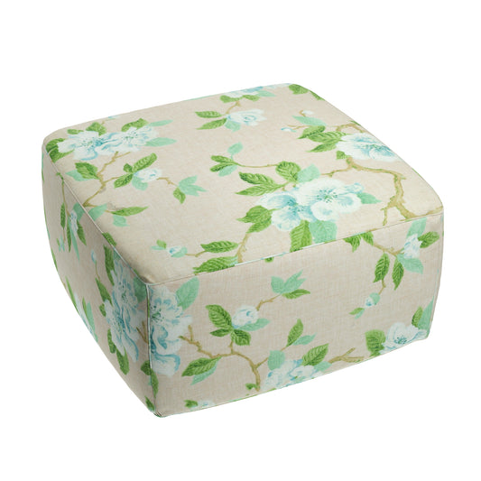 Square Pouf in Grandma's Floral - Pink