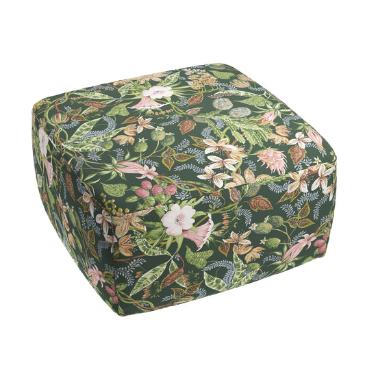 Square Pouf in Botanical - Forest