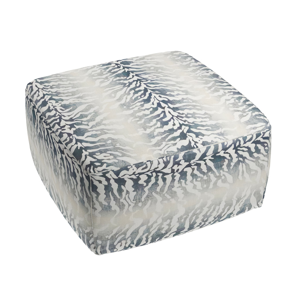 Square Pouf in Tiger - Blue