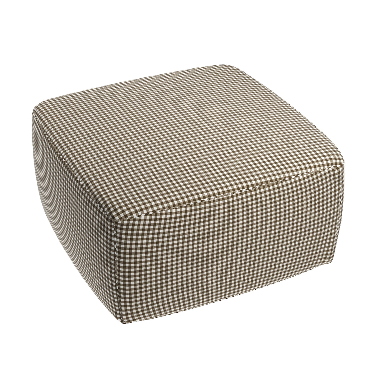 Square Pouf in Gingham - Chestnut