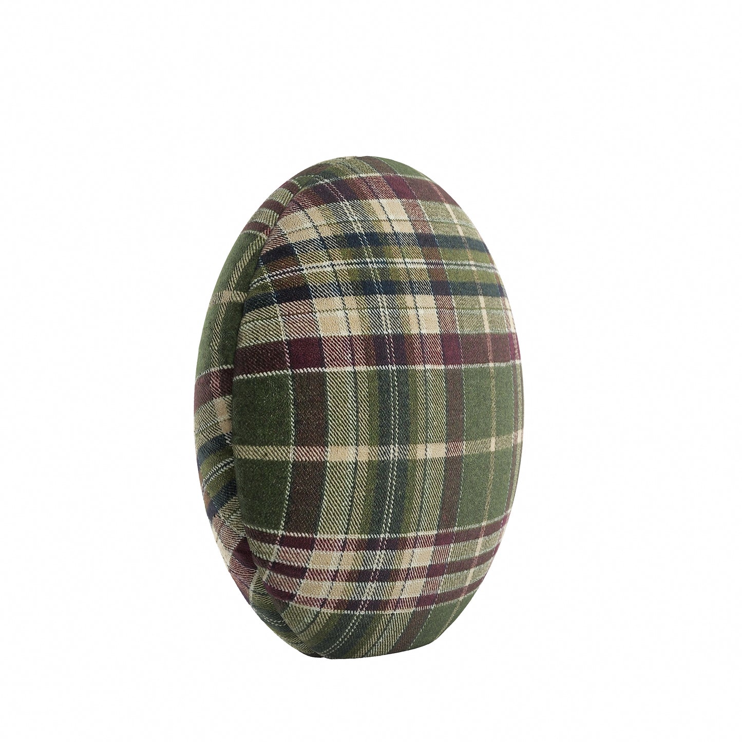 Circular Throw Pillow in Tartan Evergreen