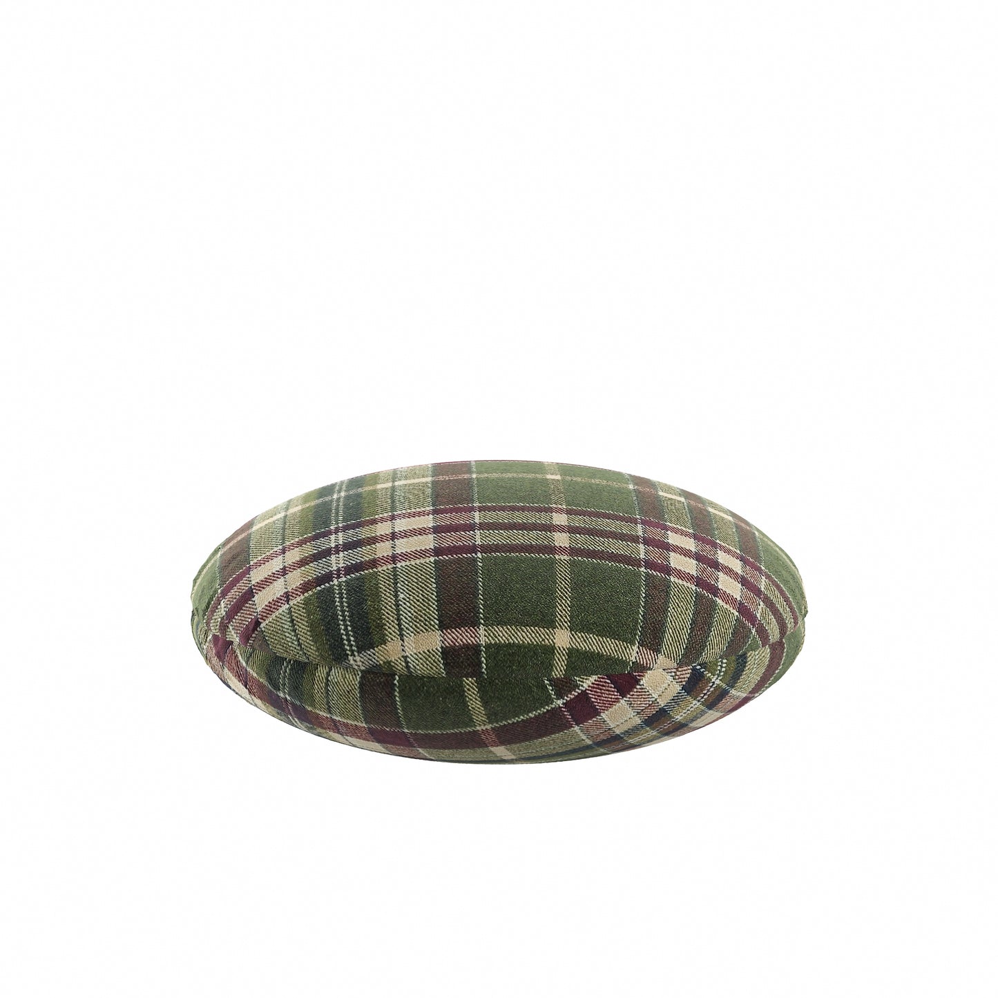 Circular Throw Pillow in Tartan Evergreen
