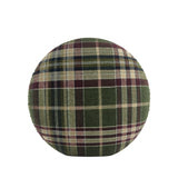 Circular Throw Pillow in Tartan Evergreen