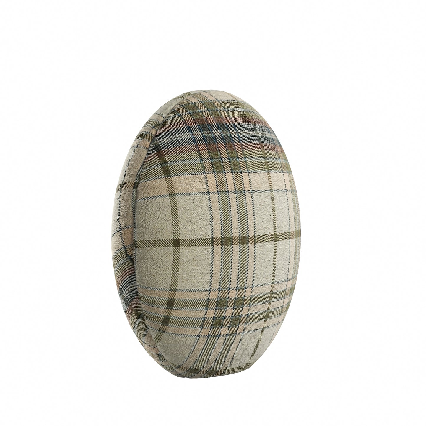 Circular Throw Pillow in Tartan Cappuccino