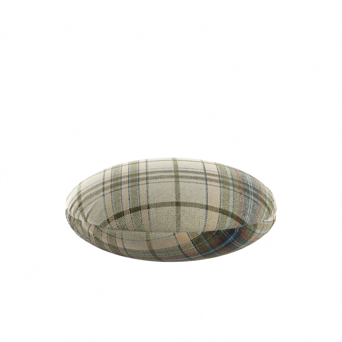 Circular Throw Pillow in Tartan Cappuccino