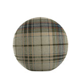 Circular Throw Pillow in Tartan Cappuccino