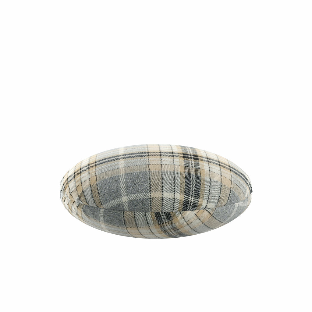 Circular Throw Pillow in Tartan Thunder