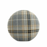 Circular Throw Pillow in Tartan Thunder