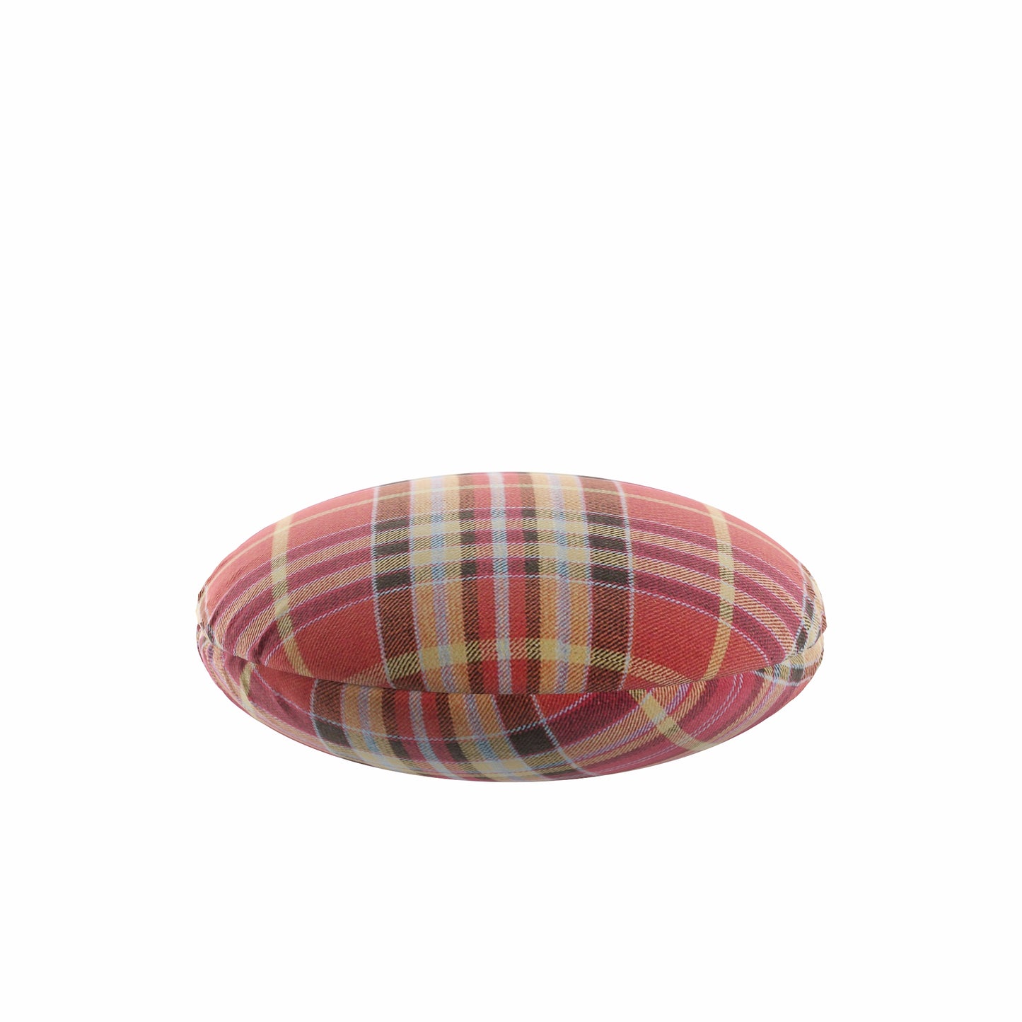 Circular Throw Pillow in Tartan Redwood