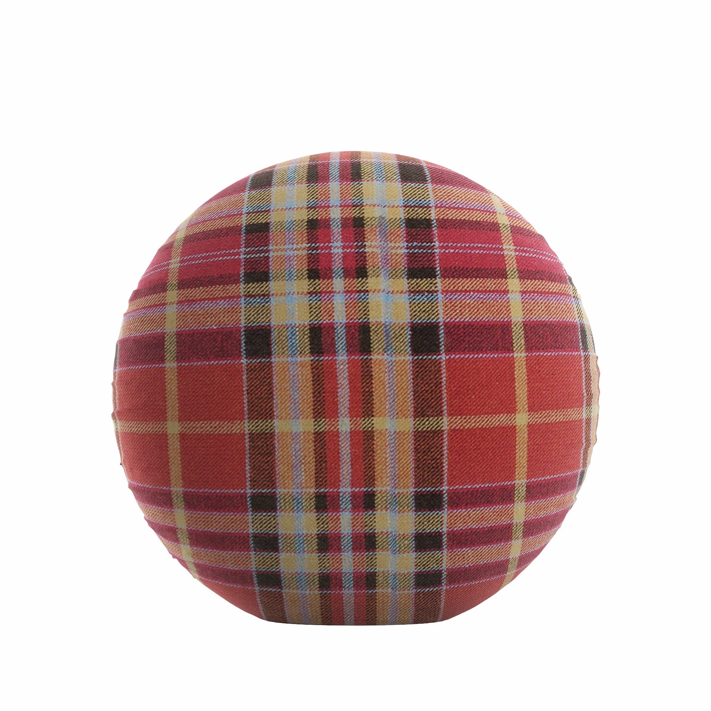 Circular Throw Pillow in Tartan Redwood