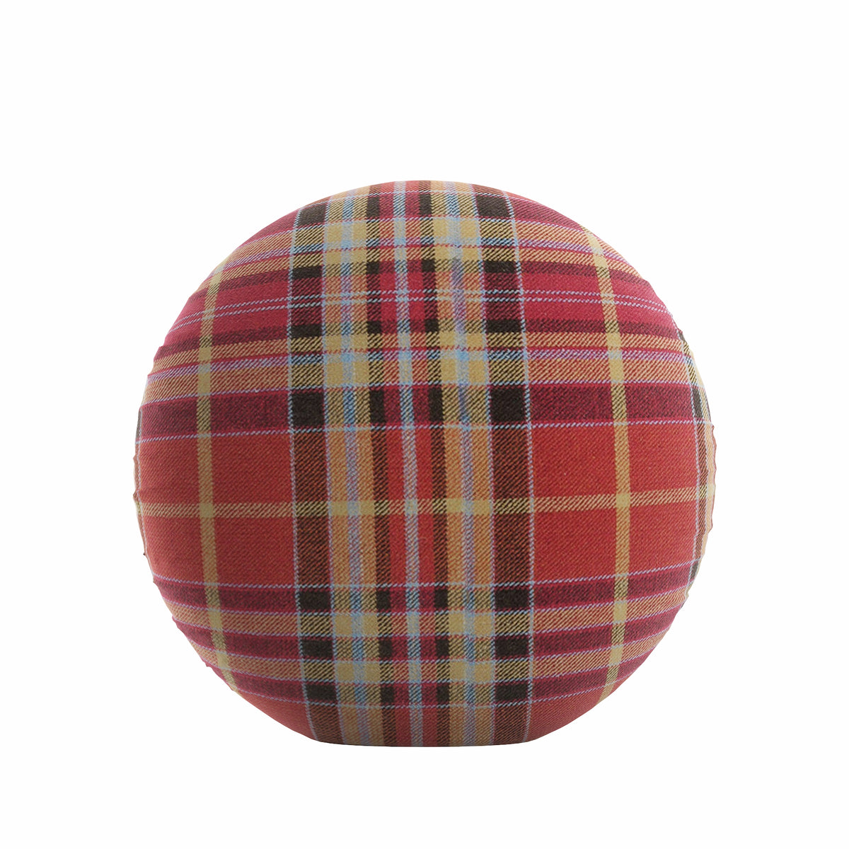 Circular Throw Pillow in Tartan Redwood