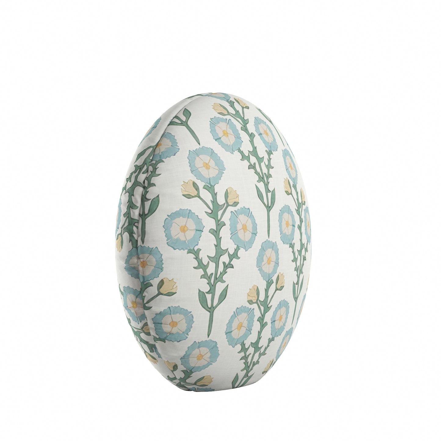Circular Throw Pillow in Cottage Flowers - Cool Blue