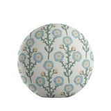 Circular Throw Pillow in Cottage Flowers - Cool Blue