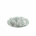 Circular Throw Pillow in Cottage Flowers - Cool Blue