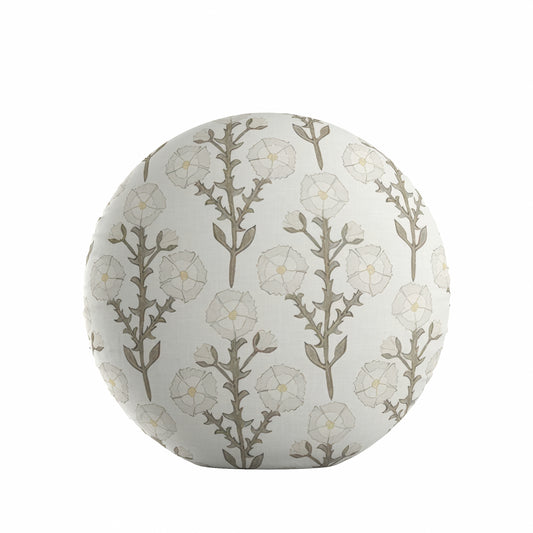 Circular Throw Pillow in Cottage Flowers - Vanilla