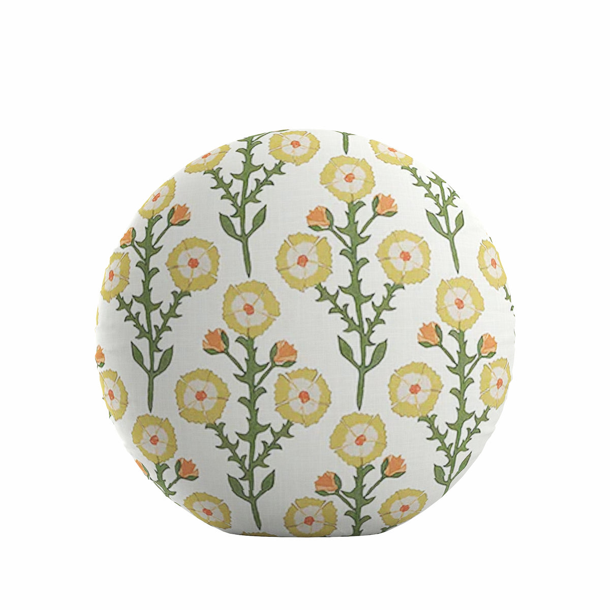 Circular Throw Pillow in Cottage Flowers - Sunbeam