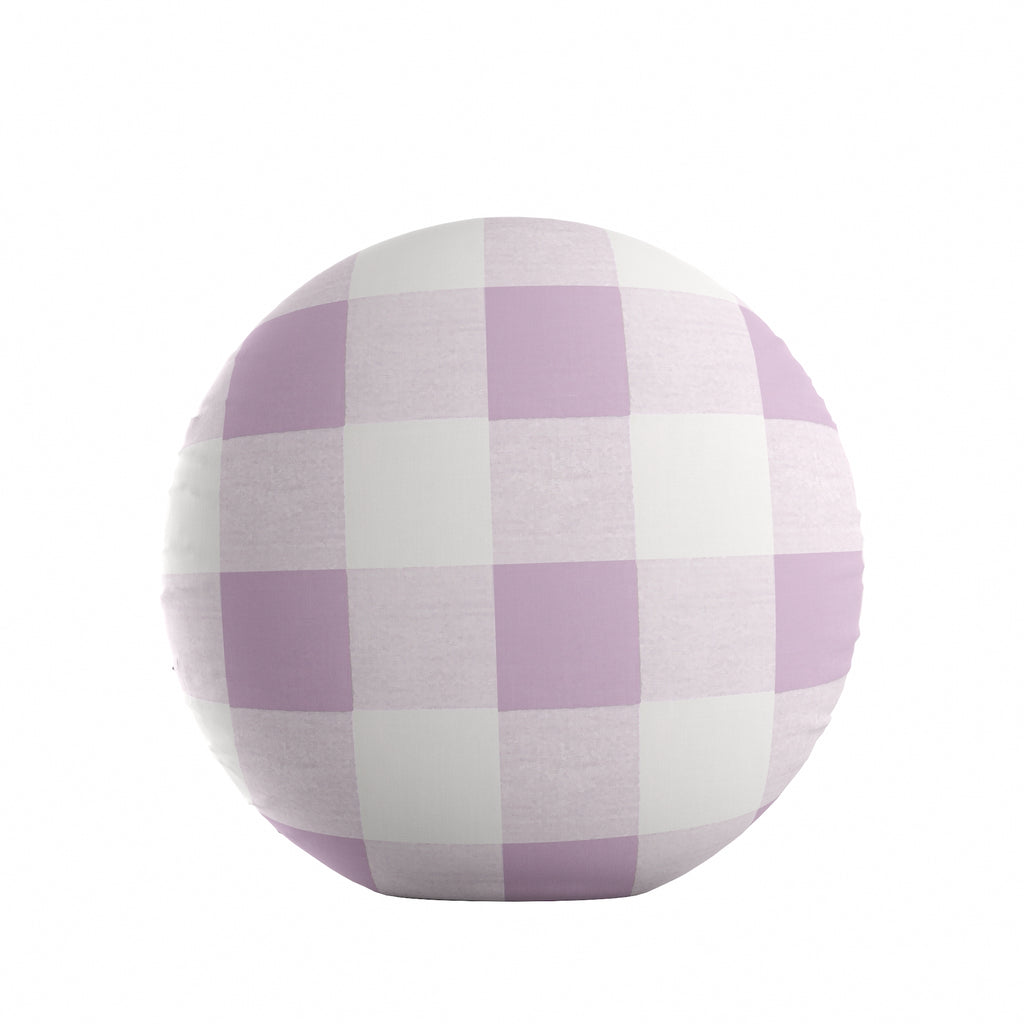 Circular Throw Pillow in Buffalo Check - Lilac