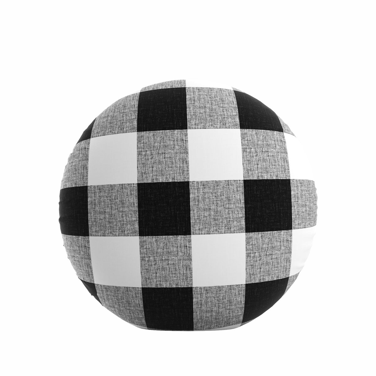 Circular Throw Pillow in Buffalo Check - Black