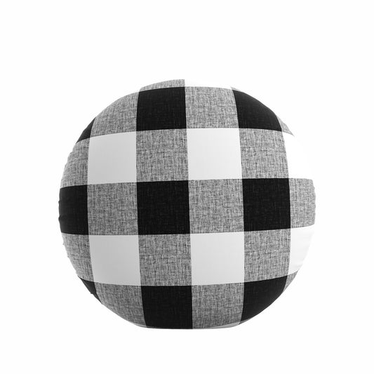 Circular Throw Pillow in Buffalo Check - Black