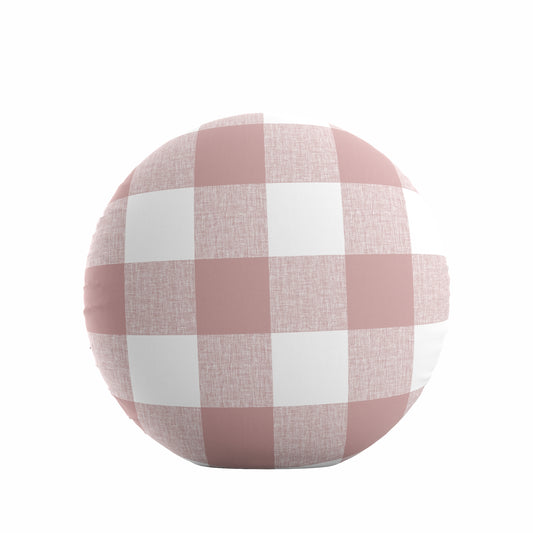 Circular Throw Pillow in Buffalo Check - Mauve