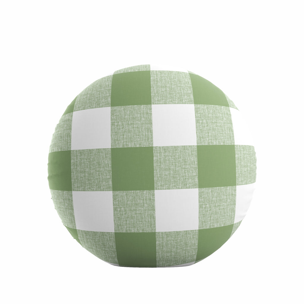 Circular Throw Pillow in Buffalo Check - Sage