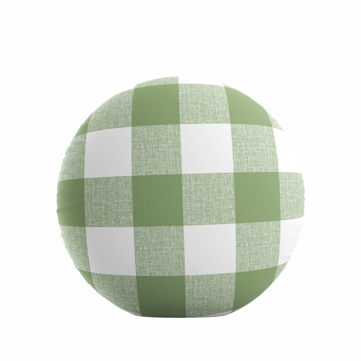 Circular Throw Pillow in Buffalo Check - Sage
