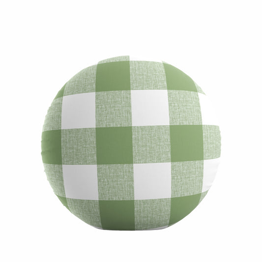 Circular Throw Pillow in Buffalo Check - Sage