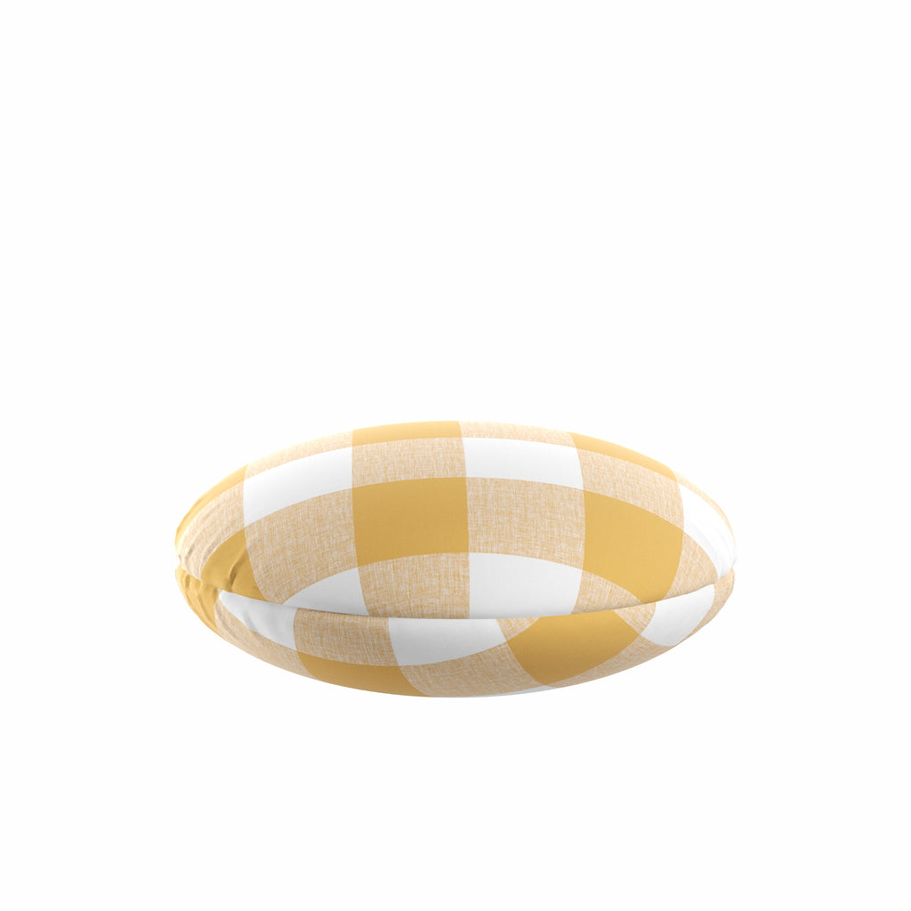 Circular Throw Pillow in Buffalo Check - Sunny