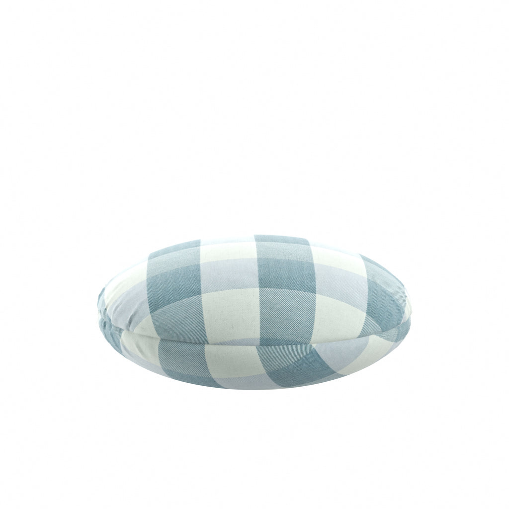 Circular Throw Pillow in Foxy Plaid Harbor
